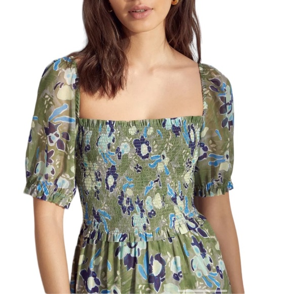 Wilfred Laken Short Sleeve Mini Dress in Sage Frost/Blues Sz M - Picture 3 of 16